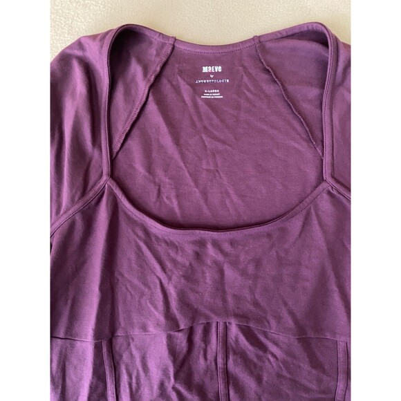 MAEVE by Anthro Slightly Cropped Ponte Corset Structured Long Sleeve Top Plum XL - Picture 3 of 10